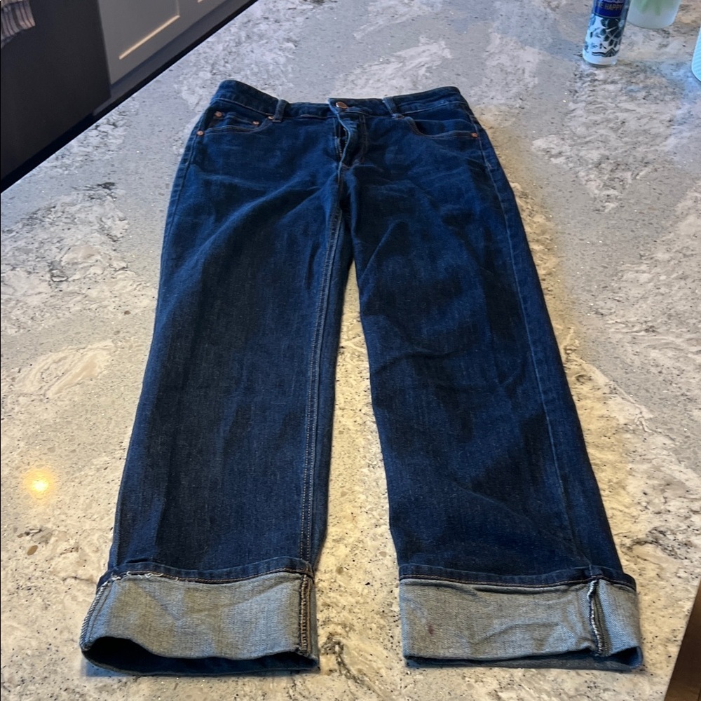 OAT New York Dark Blue Cuffed Jeans Size 6/28